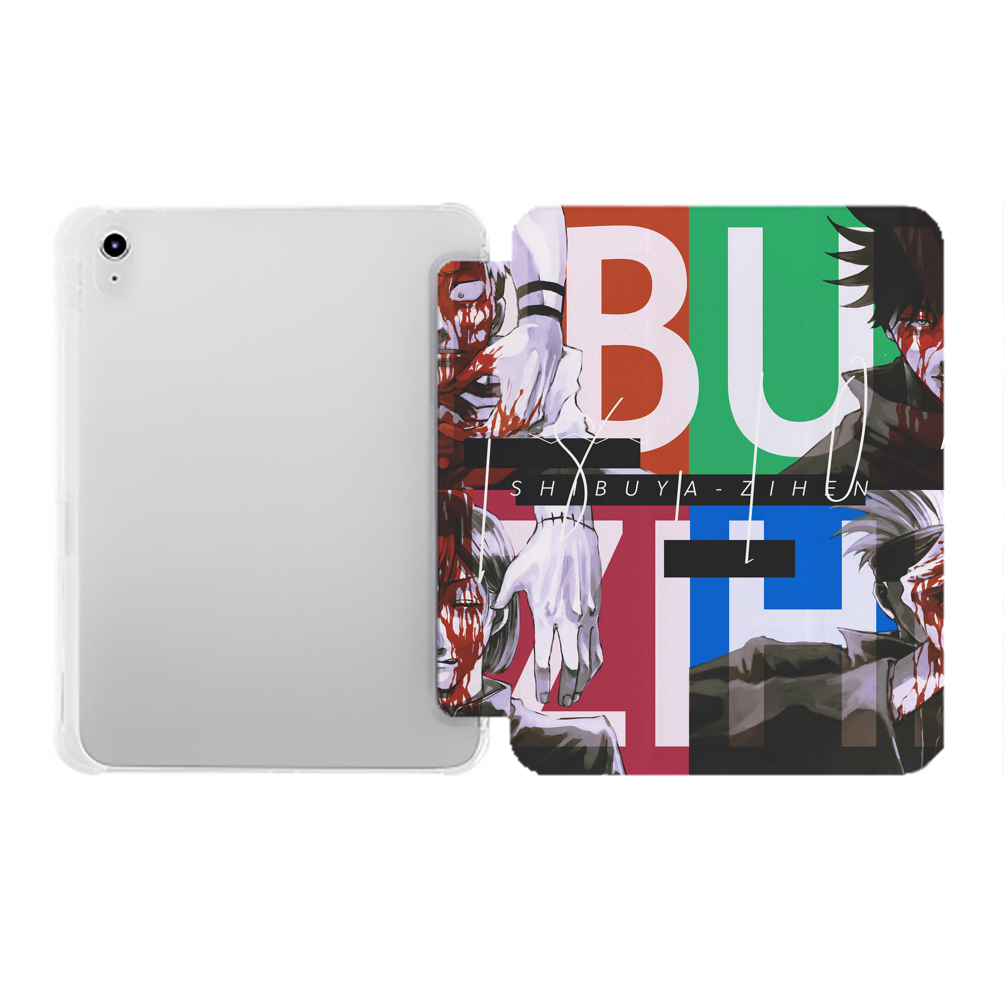 （画像用） 呪術廻戦 Jujutsu Kaisen IPad ケース ペン収納付き 三つ折りスタンド PUレザー×シリコン 対応機種9.5/10.5/10.9インチ
